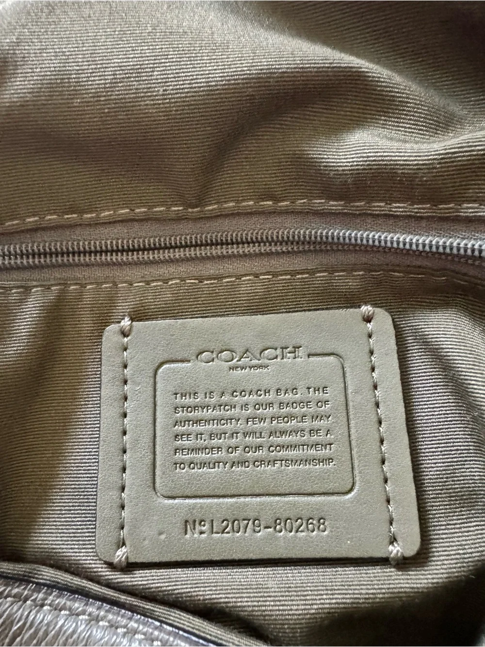COACH Olive Green Pebbled Leather Shoulder Bag - Picture 8 of 10